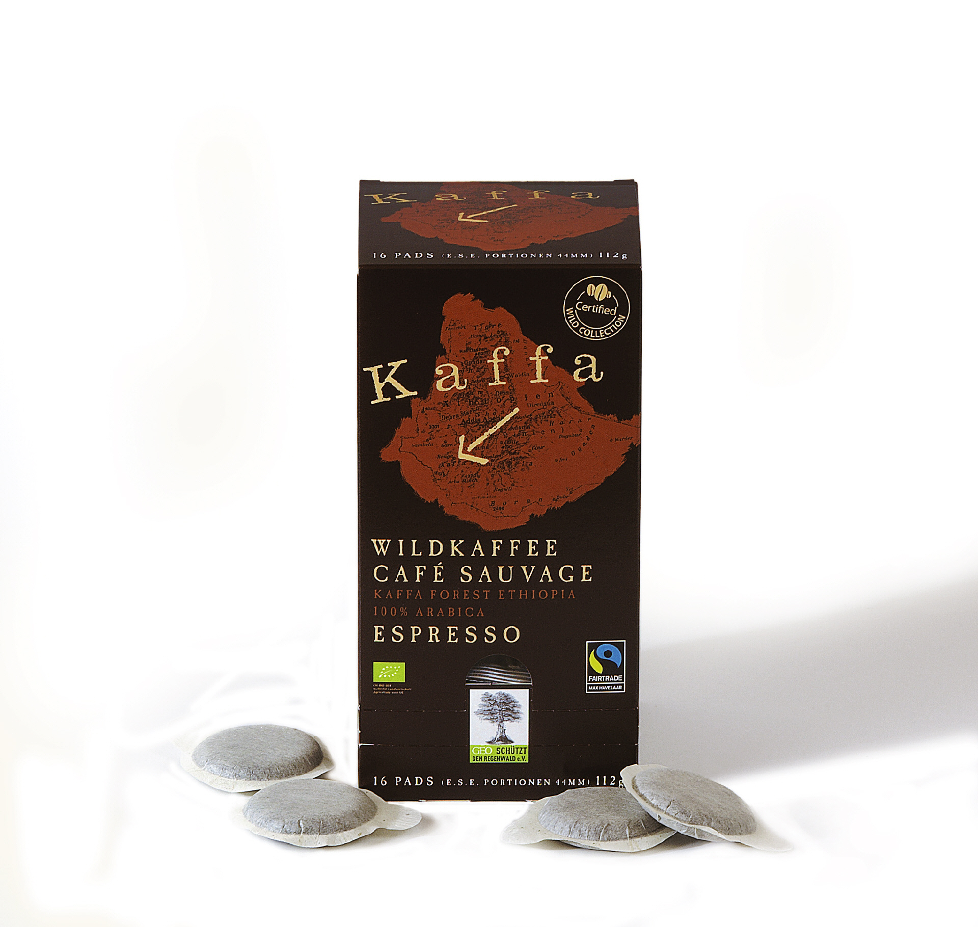 espresso-pods-112g-flo Kaffa Wildkaffee Espresso 16 E.S.E. Pads